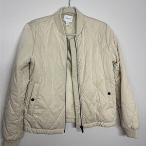 Nine West Light Tan Quilted Bomber Jacket